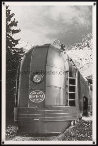 4j778 NEW YORK CENTRAL SYSTEM commercial poster '90s cool b&w image of streamlined locomotive!