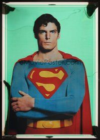 4j739 SUPERMAN foil commercial poster '78 cool image of hero Christopher Reeve in costume!