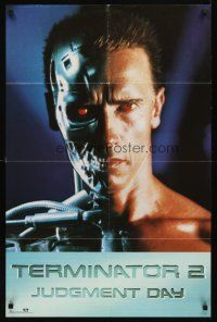 4j741 TERMINATOR 2 commercial poster '91 great image of cyborg Arnold Schwarzenegger!