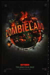 4j165 ZOMBIELAND teaser mini poster '09 this place is so dead, wild image of Earth!