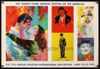 4j011 12TH ANNUAL HOUSTON INTERNATIONAL FILM FESTIVAL film festival poster '90 Leroy Neiman art!