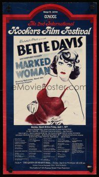 4j012 2nd INTERNATIONAL HOOKERS FILM FESTIVAL film festival poster '77 Bette Davis in Marked Woman