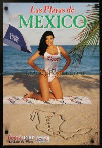 4j472 COORS LIGHT 15x22 advertising poster '97 image of sexy girl in Mexico!