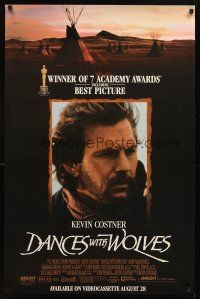 4j650 DANCES WITH WOLVES 2-sided video poster '90 Kevin Costner & Native American Indians!