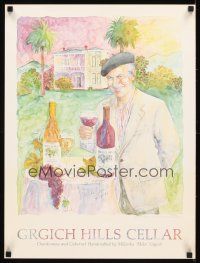 4j477 GRGICH HILLS CELLAR signed 18x24 advertising poster '92 by vintner Mike Grgich!