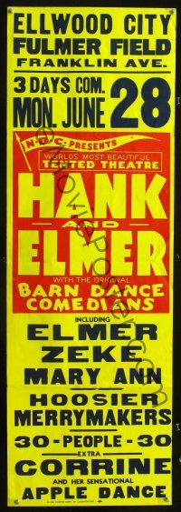 4j616 HANK & ELMER WITH ORIGINAL BARN DANCE COMEDIANS special herald poster '30s apple dance!