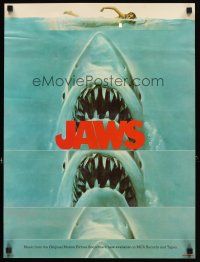 4j545 JAWS soundtrack 18x24 music poster '75 art of man-eating shark attacking topless swimmer!