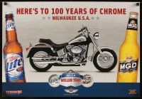 4j480 MILLER LITE/MILLER GENUINE DRAFT 18x27 advertising poster '03 cool image of Harley-Davidson!