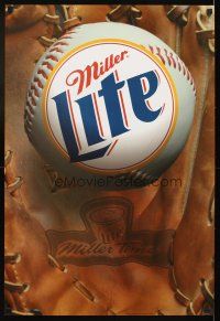 4j462 MILLER LITE DS 21x31 Mylar advertising poster '99 great image of baseball & glove!