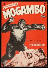 4j129 MOGAMBO Spanish special 16x22 '53 Clark Gable & Ava Gardner in Africa, art of giant ape!