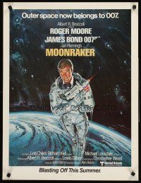 4j131 MOONRAKER advance special 21x27 '79 art of Roger Moore as Bond in space by Goozee!