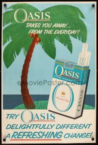 4j464 OASIS CIGARETTES 20x30 advertising poster '50s cigarette ad, takes you away from everyday!