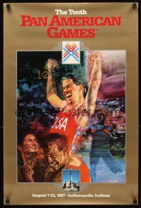 4j618 PAN AMERICAN GAMES 1987 special 20x30 '87 cool Stamas artwork of athletes!