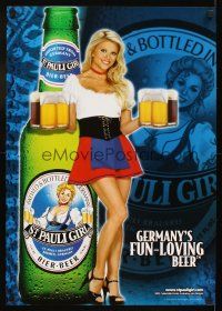 4j483 ST. PAULI GIRL 19x27 advertising poster '03 super sexy Lisa Dergan w/beers!