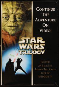 4j682 STAR WARS TRILOGY video poster '00 Mark Hamill, Yoda, Darth Vader!