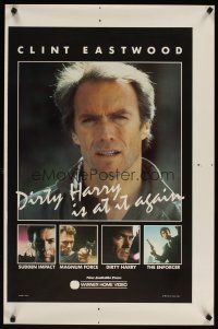 4j686 SUDDEN IMPACT multiple image style uncut video poster '83 Clint Eastwood is Dirty Harry!