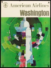 4j293 AMERICAN AIRLINES WASHINGTON travel poster '60s cool Gaynor art of monument & capital!