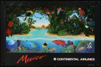 4j327 CONTINENTAL MEXICO travel poster '80s colorful Giusti art of fish & birds