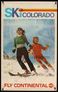 4j330 CONTINENTAL SKI COLORADO travel poster '70s cool images of skiers skiing!