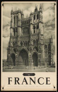 4j404 FRANCE French travel poster '50s image of Cathedrales de France!