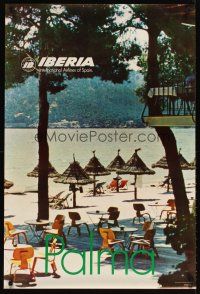 4j426 IBERIA PALMA travel poster '60s Mallorca, cool image of beach resort!