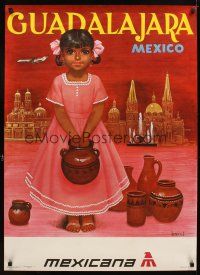 4j422 MEXICANA GUADALAJARA MEXICO Mexican travel poster '60s cute Amendolla of little girl!