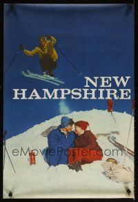 4j360 NEW HAMPSHIRE travel poster '70s cool images of skiers skiing & romancing!