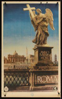 4j396 ROMA Italian travel poster '47 the Piazza of Saint Peter's & Vatican City!