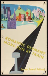 4j386 GERMAN FEDERAL RAILROAD German travel poster '56 Romantic Germany, Cordier artwork!