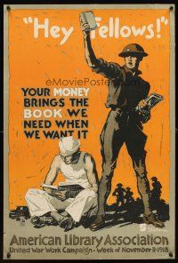 4j173 UNITED WAR WORK CAMPAIGN 20x30 WWI war poster 1918 Sheridan art, books for soldiers!
