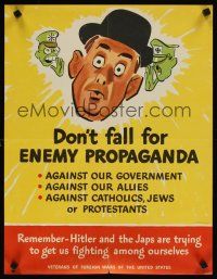 4j221 DON'T FALL FOR ENEMY PROPAGANDA 17x22 WWII war poster '40s Betts art of whispering Hitler!
