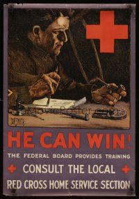 4j178 HE CAN WIN 19x27 WWI war poster '18 Smith art of soldier at drawing table!
