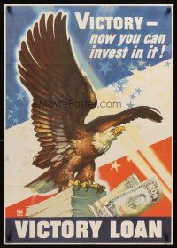 4j204 VICTORY LOAN 26x37 WWII war poster '45 great art of eagle by Dean Cornwell!