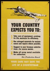4j251 YOUR COUNTRY EXPECTS YOU TO 20x29 WWII war poster '42 art of soldier firing gun!