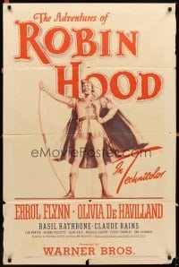 4m024 ADVENTURES OF ROBIN HOOD 1sh R45 Errol Flynn as Robin Hood, Olivia De Havilland