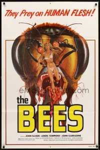 4m072 BEES 1sh '78 John Saxon, Angel Tompkins, giant killer bee & sexy girl artwork by Kollar!