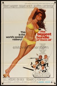 4m083 BIGGEST BUNDLE OF THEM ALL 1sh '68 sexy full-length artwork of Raquel Welch in bikini!