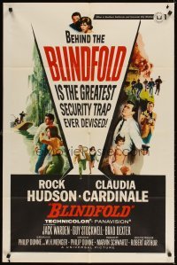 4m093 BLINDFOLD 1sh '66 Rock Hudson, Claudia Cardinale, greatest security trap ever devised!