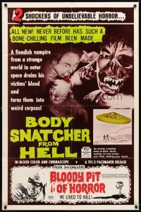 4m100 BODY SNATCHER FROM HELL/BLOODY PIT OF HORROR 1sh '70s wild foreign horror double-bill!