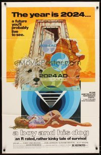 4m108 BOY & HIS DOG 1sh '75 Robert Tanenbaum sci-fi art, Don Johnson w/sexy half-dressed babe!