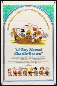 4m109 BOY NAMED CHARLIE BROWN 1sh '70 baseball art of Snoopy & the Peanuts by Charles M. Schulz!