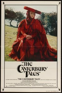 4m138 CANTERBURY TALES 1sh '80 Pier Paolo Pasolini, image of woman in wild red outfit!