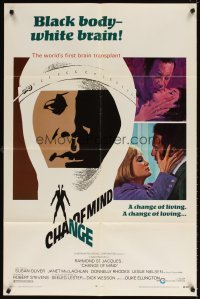 4m154 CHANGE OF MIND 1sh '69 Leslie Nielson, blaxploitation, interracial brain transplant!