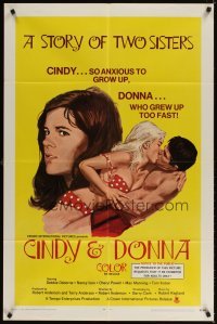 4m164 CINDY & DONNA 1sh '70 sexy Robert Tanenbaum artwork, a story of two sisters!