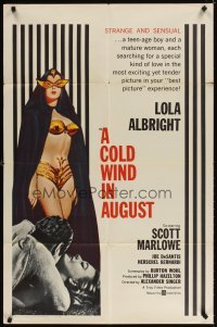 4m174 COLD WIND IN AUGUST int'l 1sh '61 Scott Marlowe, sexy half-dressed masked Lola Albright!