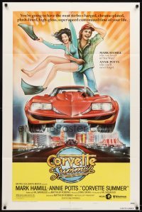 4m187 CORVETTE SUMMER style A 1sh '78 art of Hamill & sexy Annie Potts & custom Corvette in Vegas!