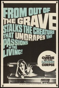 4m196 CURSE OF THE LIVING CORPSE 1sh '64 from grave the creature that undrapes the living!