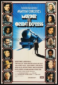 4m579 MURDER ON THE ORIENT EXPRESS English 1sh '74 Agatha Christie, great different art of train!