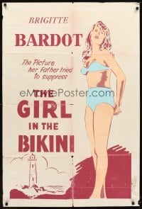 4m333 GIRL IN THE BIKINI 1sh R60s silkscreen art of full-length Brigitte Bardot in skimpy swimsuit