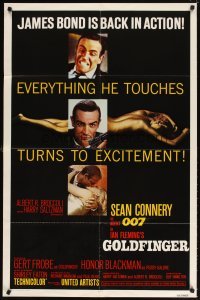 4m342 GOLDFINGER 1sh R80 three great images of Sean Connery as James Bond 007!